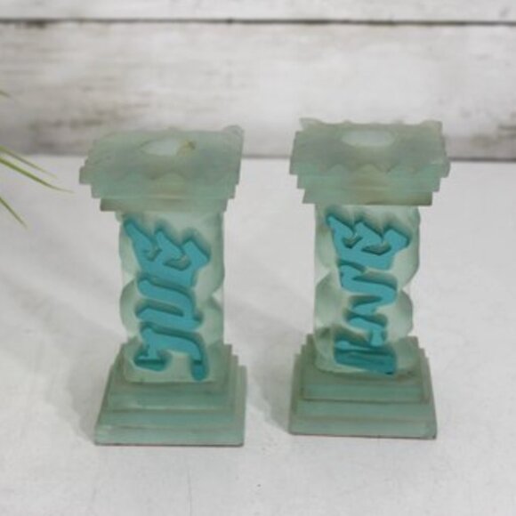 Vintage Shabbat Candlesticks Art Deco Style - Picture 1 of 8